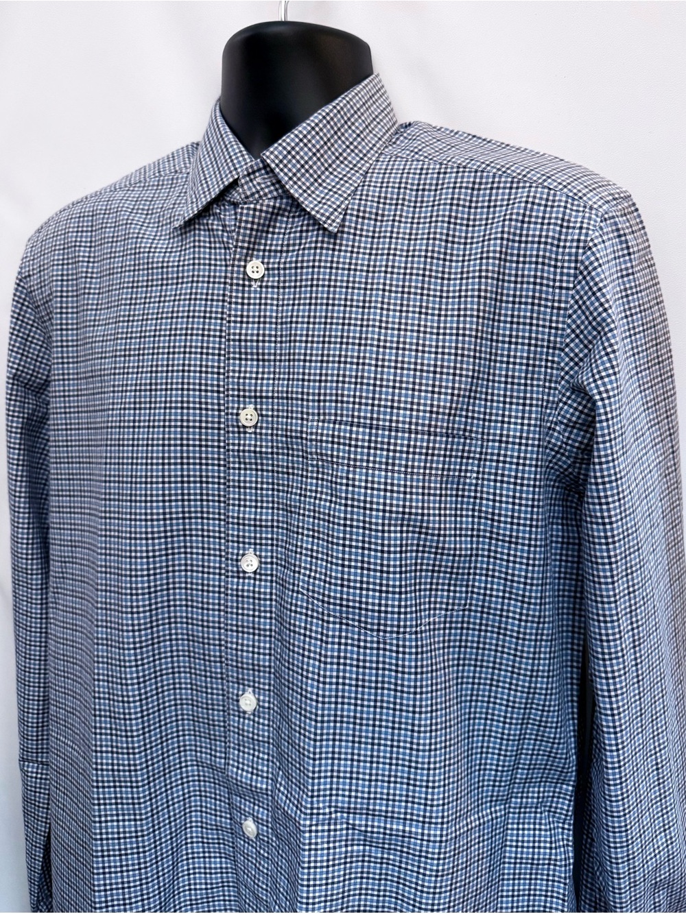 $325 ERMENEGILDO ZEGNA Shirt Mens M Button Down Gingham Check Cotton Turkey EUC - Picture 14 of 16